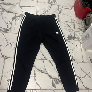 Adidas Black and White Sweatpants with Classic Stripes